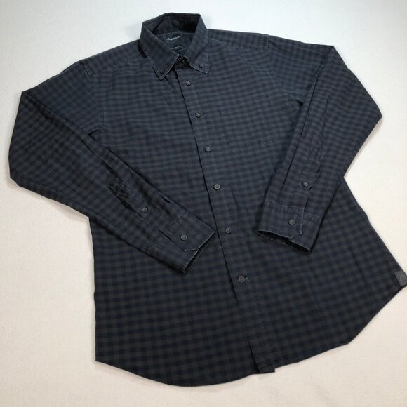 Zegna Sport Black Watch Shirt Men's M Black Brown Gingham Plaid Twisted‎ Cotton - Picture 7 of 16